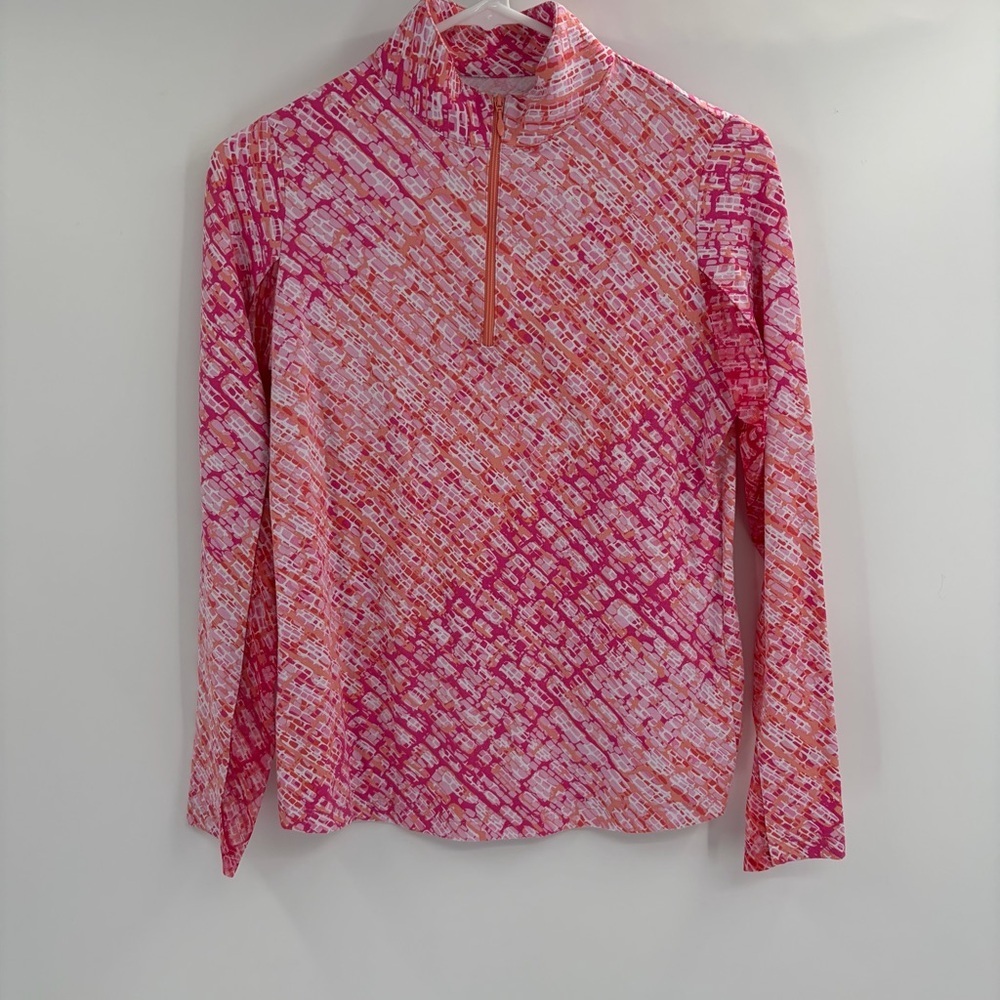 IBKUL Womens Top Zip Mock Neck Long Mesh Sleeve Golf Tennis PickleBall Size Xs